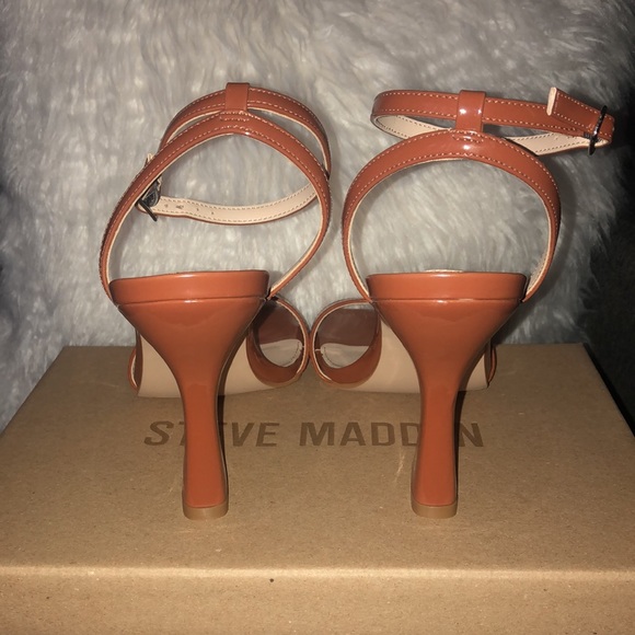Cognac/Brown Steve Madden Heeled Sandals - Picture 3 of 5